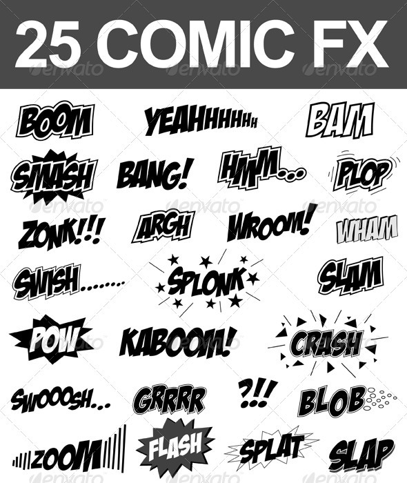 25 Comic Sound FX (Vector Set) - Decorative Symbols Decorative
