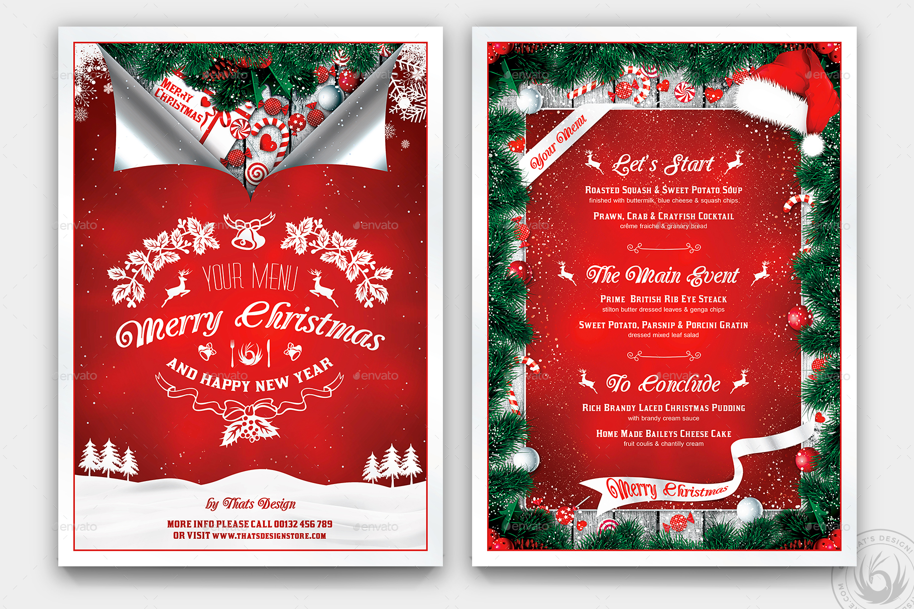 Christmas Menu Template V6, Print Templates | GraphicRiver