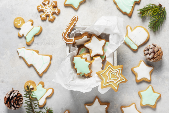 Christmas Cookies Decorated With Iced Colored Sugar Stock Photo By Oxanadenezhkina