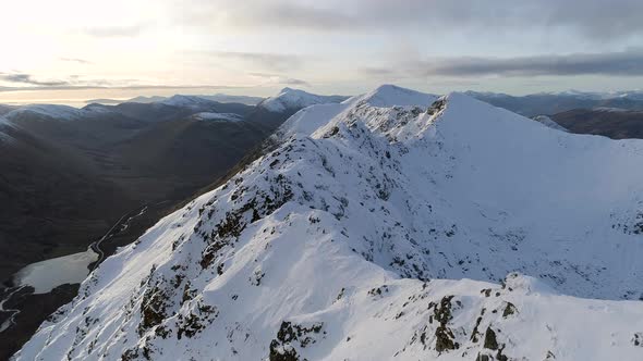 Snowy Mountain Aerial View in the Winter alt
