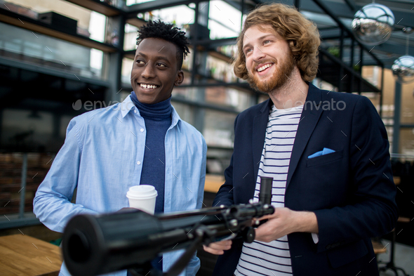 Guys with telescope - Stock Photo - Images