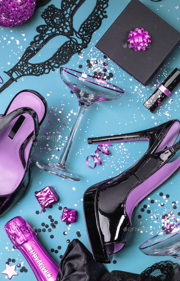 Flat lay stylish set - Stock Photo - Images