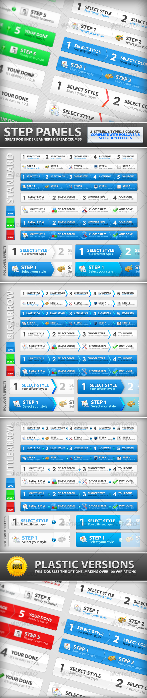 Step Process Panels Mega Set – Over 100 Variations - Web Elements