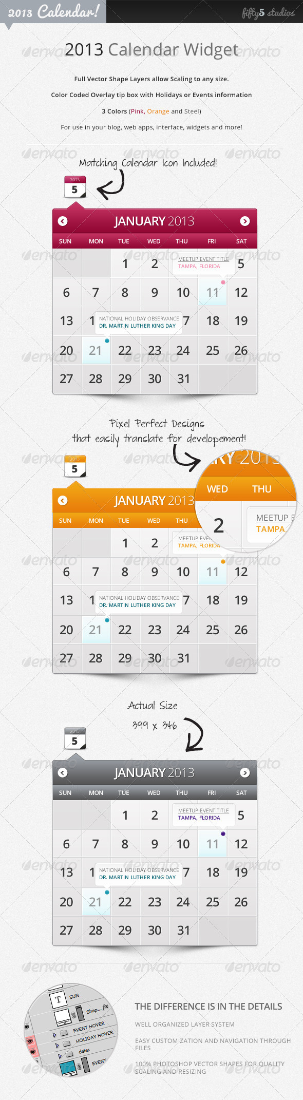 2013 Calendar Widget - Miscellaneous Web Elements