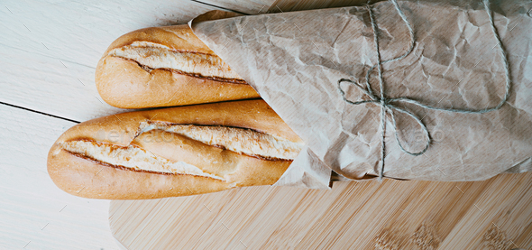 Traditional french bread baguette