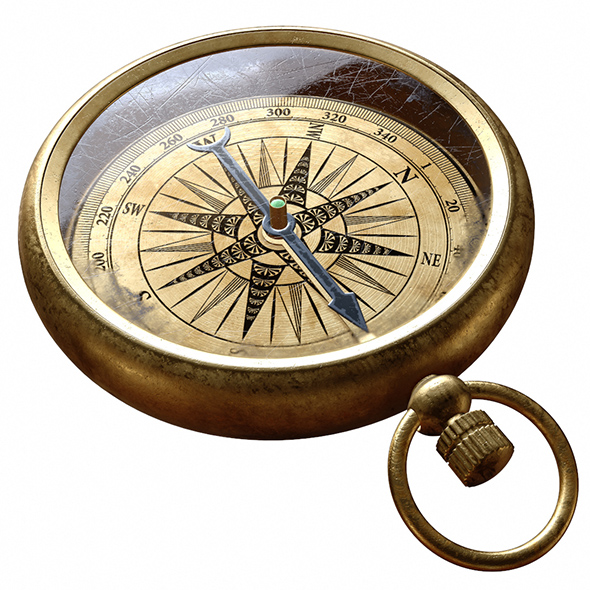 Vintage Brass Compass. - 3Docean 29533559