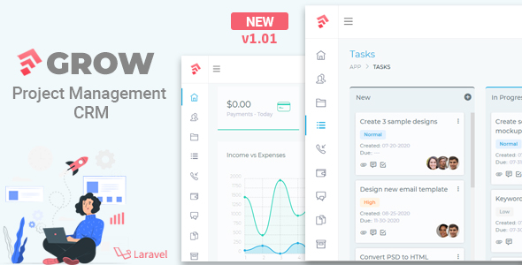 Grow – Project Management CRM With Invoicing Estimates Leads And Tasks