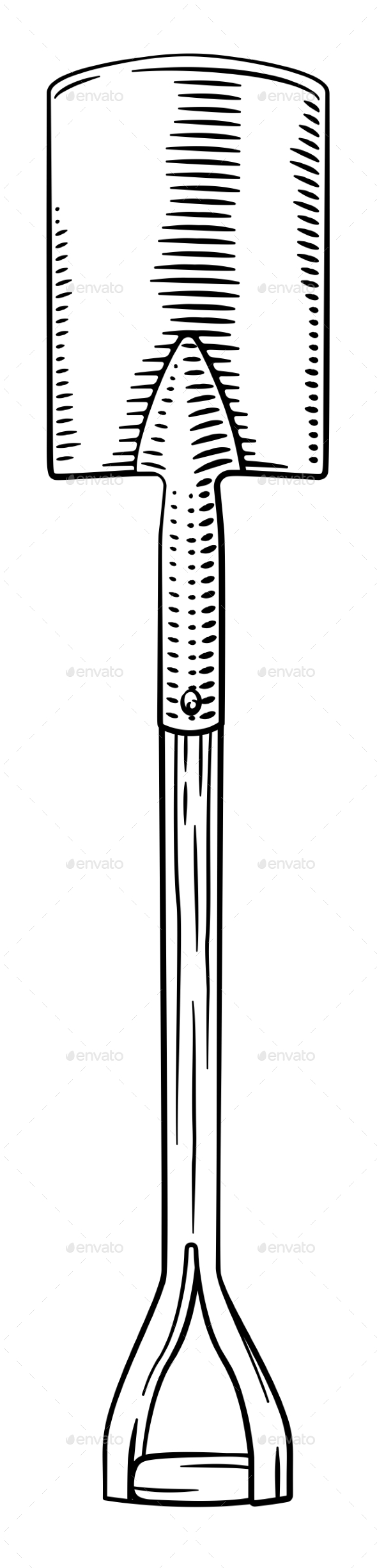 Garden Tool Gardening Spade Woodcut Vintage Style, Vectors | GraphicRiver, image size:590x2451