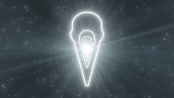 Ice Cream Summer Cold Treat Shape Outline Glowing Neon Lights Tunnel alt