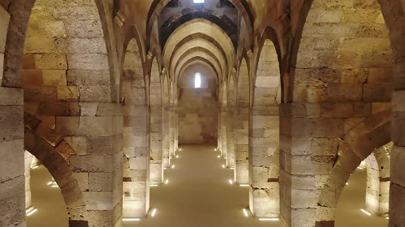 Interior of Historical Monumental Building With Stone Arches and Domes alt