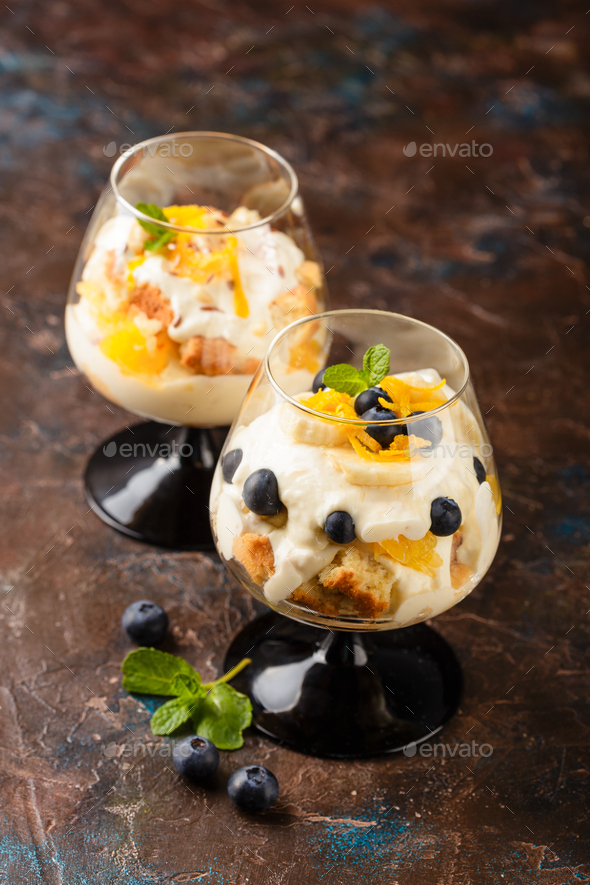 Healthy layered dessert trifle