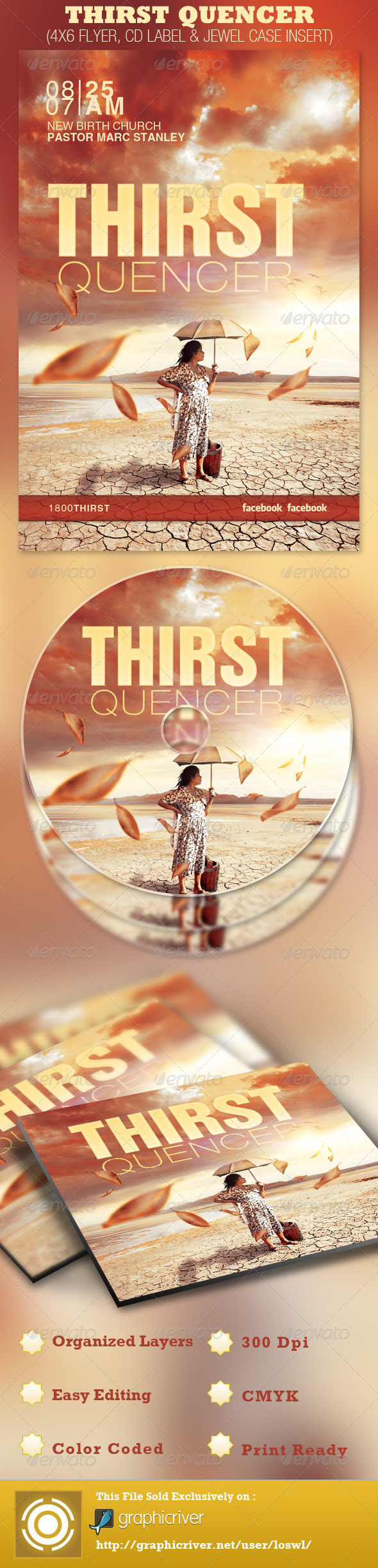 Thirst Quencher Church Flyer and CD Template - Church Flyers