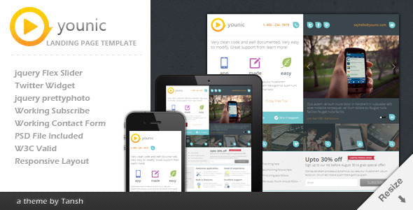 Younic Responsive Landing Page by tansh