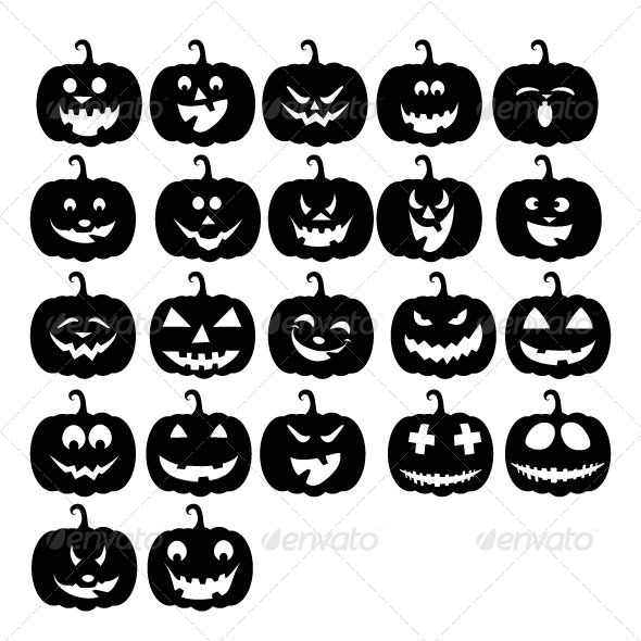 Vector Jack-o-Lantern Silhouettes - Vectors