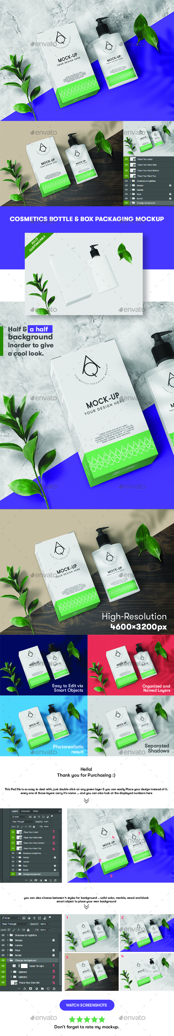 Download Cosmetics Bottle Box Packaging Mockup By Elqsas Graphicriver