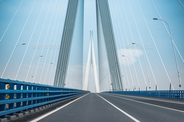 road and cable-stayed bridge background