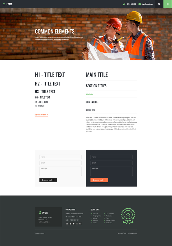 Tvam - Construction Elementor Template Kit
