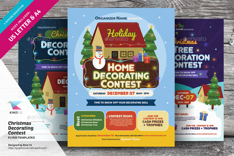 Christmas Decorating Contest Flyer Templates by kinzi21  GraphicRiver