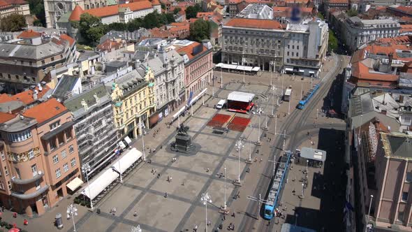 Aerial View Time Lapse Zagreb City Center Croatia alt
