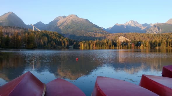 Picturesque Autumn View of Lake Strbske Pleso in High Tatras National Park