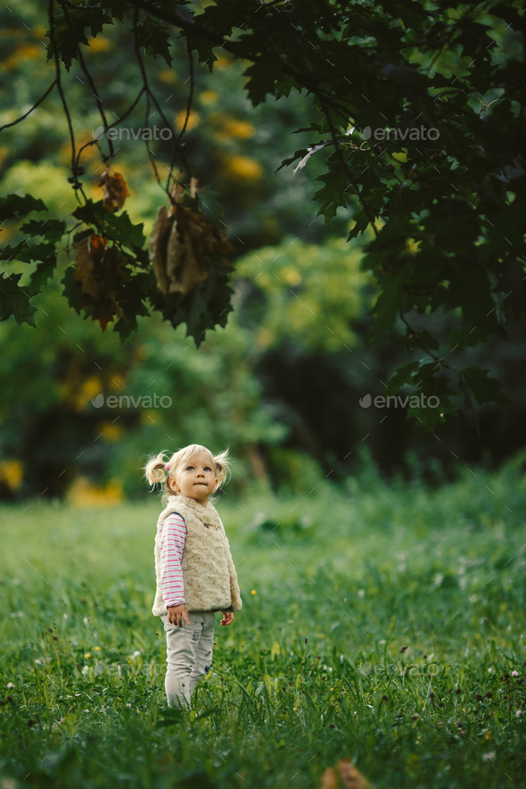 the blonde haired girl on the forest with tear in eye Stock Photo by ttrex