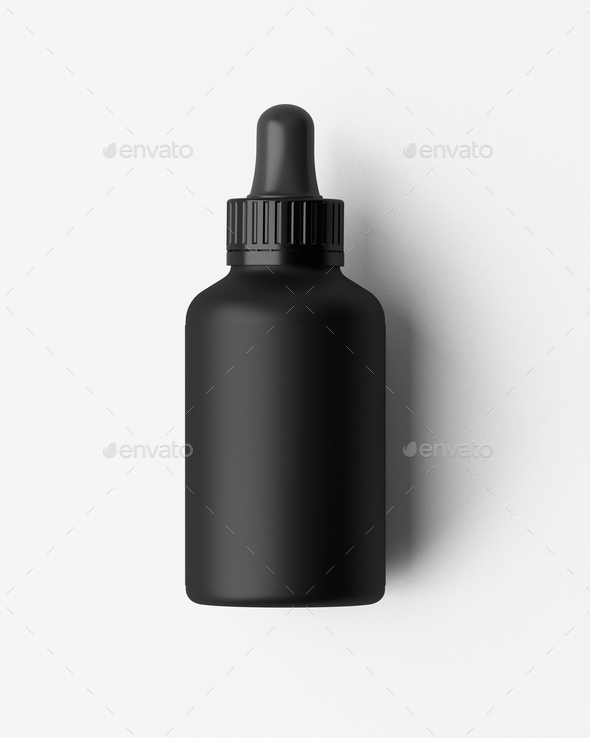 Black Bottle modern design Eye Dropper. Isolated on white background. 3d illustration
