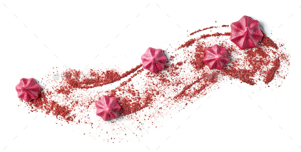 composition of blackcurrant and cranberry pastilles and powder - Stock Photo - Images