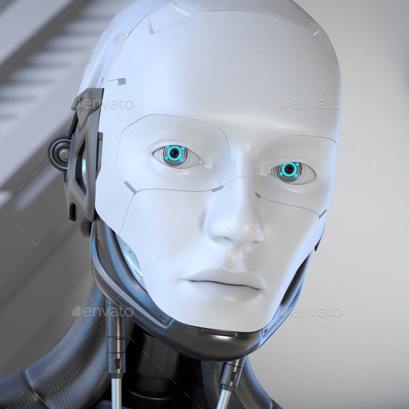 Android Robot's head close-up - Stock Photo - Images