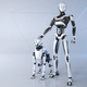 Robot and his dog posing on a light gray background - PhotoDune Item for Sale
