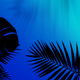 Exotic tropical palm leaves isolated on purple blue gradient background. Flyer for ad, design - PhotoDune Item for Sale