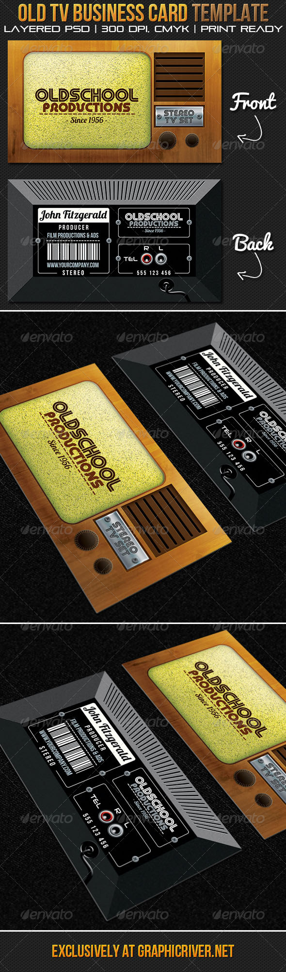 Oldschool Productions Business Card Template - Real Objects Business Cards