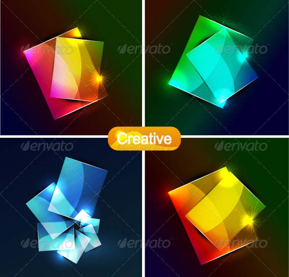 Vector Glowing Web Boxes - Backgrounds Decorative
