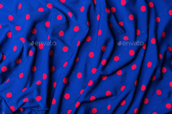 red and blue polka dot fabric