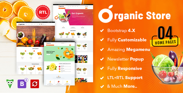 Organic store Bootstrap - ThemeForest 26342173
