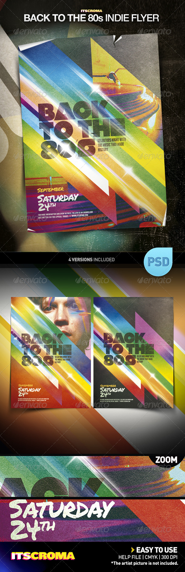 Indie Vintage Poster Template / Back to the 80s - Clubs & Parties Events