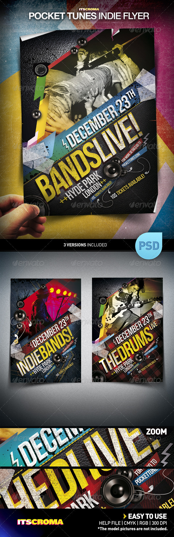 Pocket Tunes Indie Party Flyer - Clubs & Parties Events