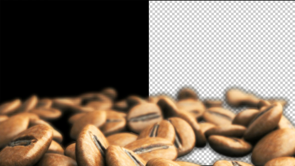 Closeup Of Coffee Beans Falling