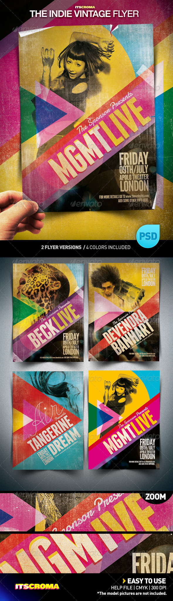 Indie Vintage Flyer / By Croma - Clubs & Parties Events