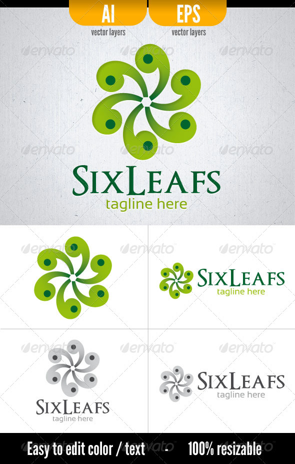 Six Leafs - Vector Abstract