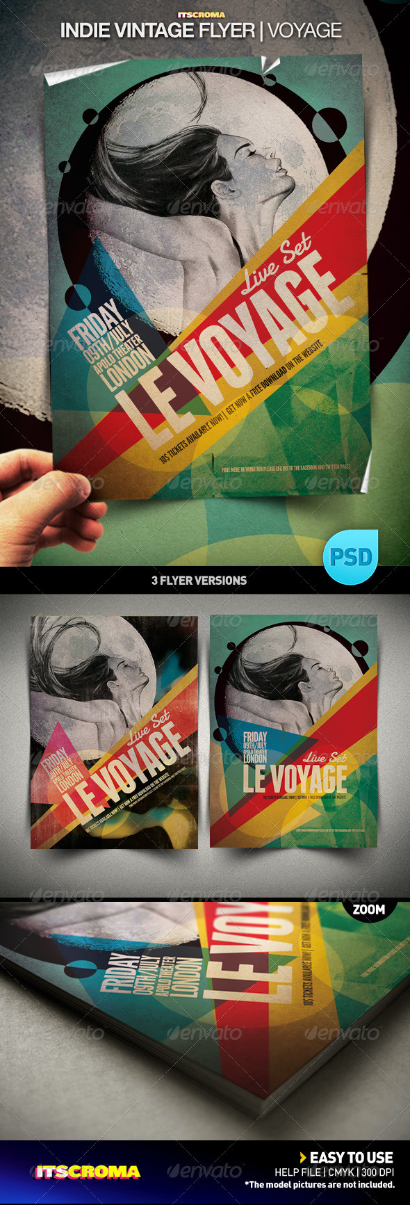 Indie Vintage Flyer 001 | Voyage - Concerts Events