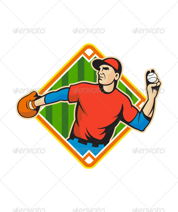 Baseball Player Pitcher Throwing Ball - Sports/Activity Conceptual