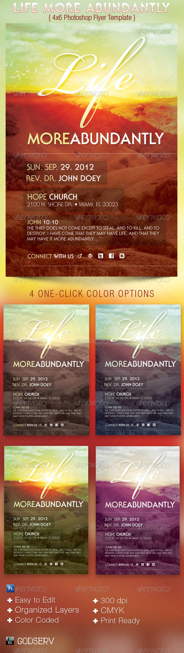 Life More Abundantly Church Flyer Template - Church Flyers