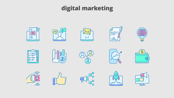 Digital Marketing - Filled Outline Animated Icons, After Effects ...