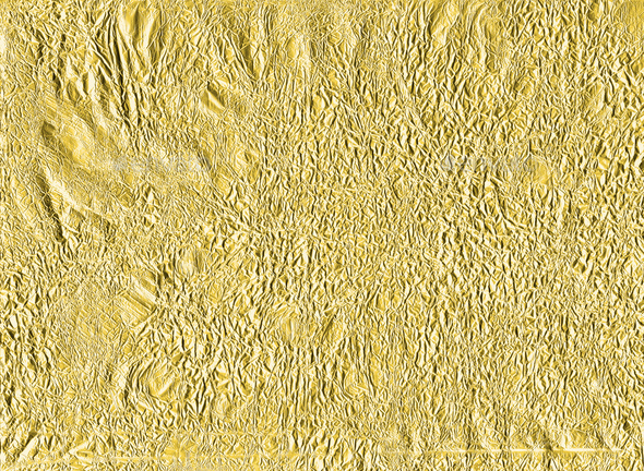 Shiny Gold Foil Texture Background Pattern Of Yellow Wrapping