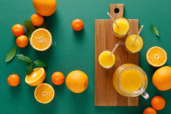 Pitcher of freshly squeezed orange juice Stock Photo