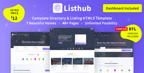 Special Listhub -Directory & Listing HTML Template with Dashboard