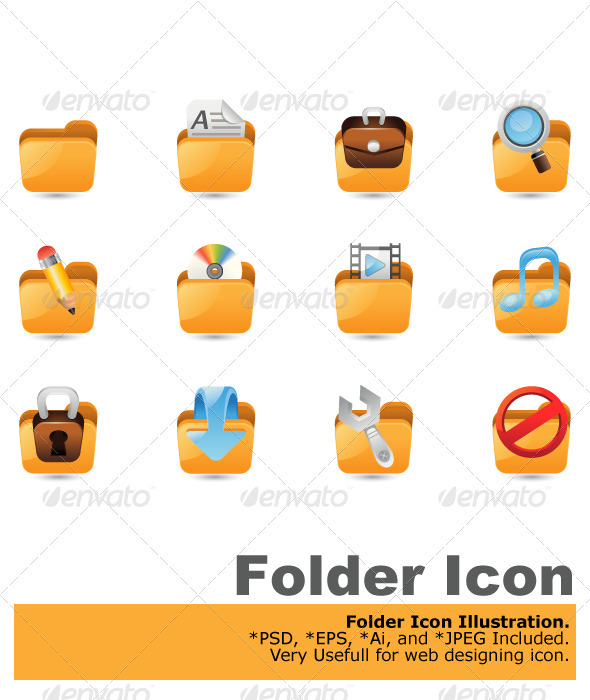 Folder Icon Set - Web Elements Vectors