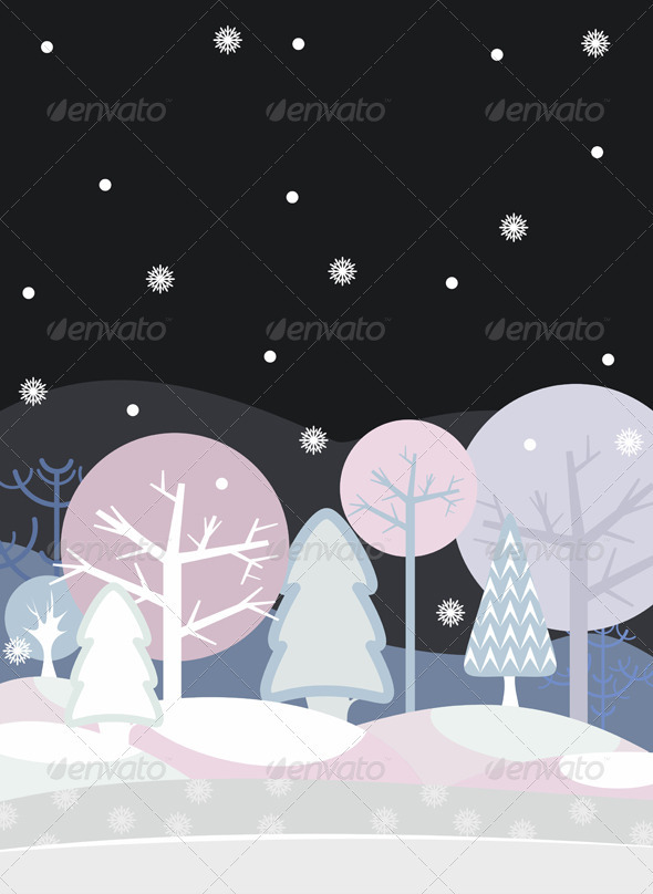 Night Forest Winter - Nature Conceptual