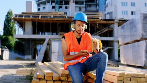 At Construction Site Afro American Very alt