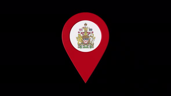 3D Rotating Pin Icon Animation With Canada Coat Of Arms Alpha Channel 4K alt